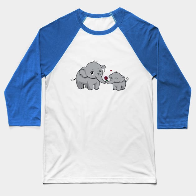 Mother And baby Elephant Baseball T-Shirt by Graffix